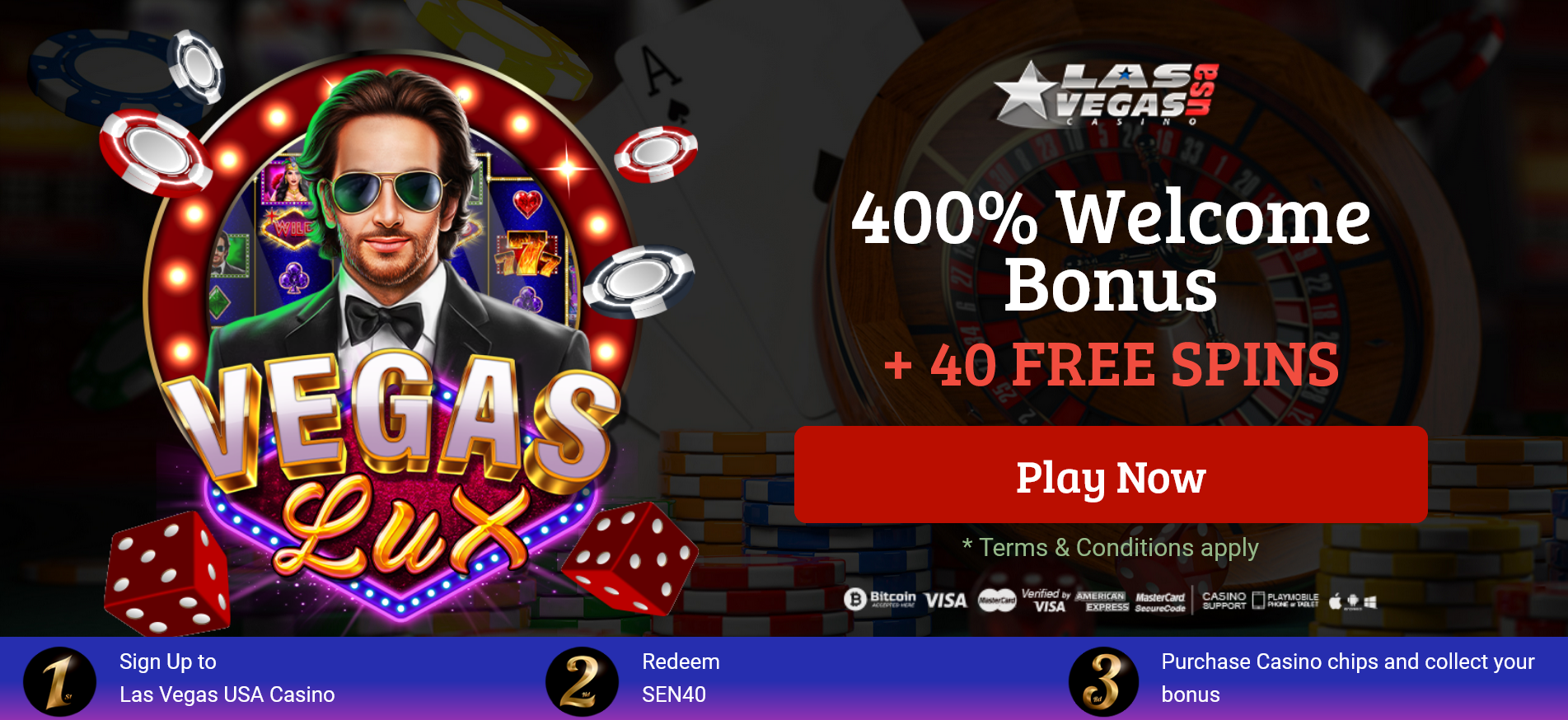 400% WELCOME BONUS + 40
                                            FREE SPINS