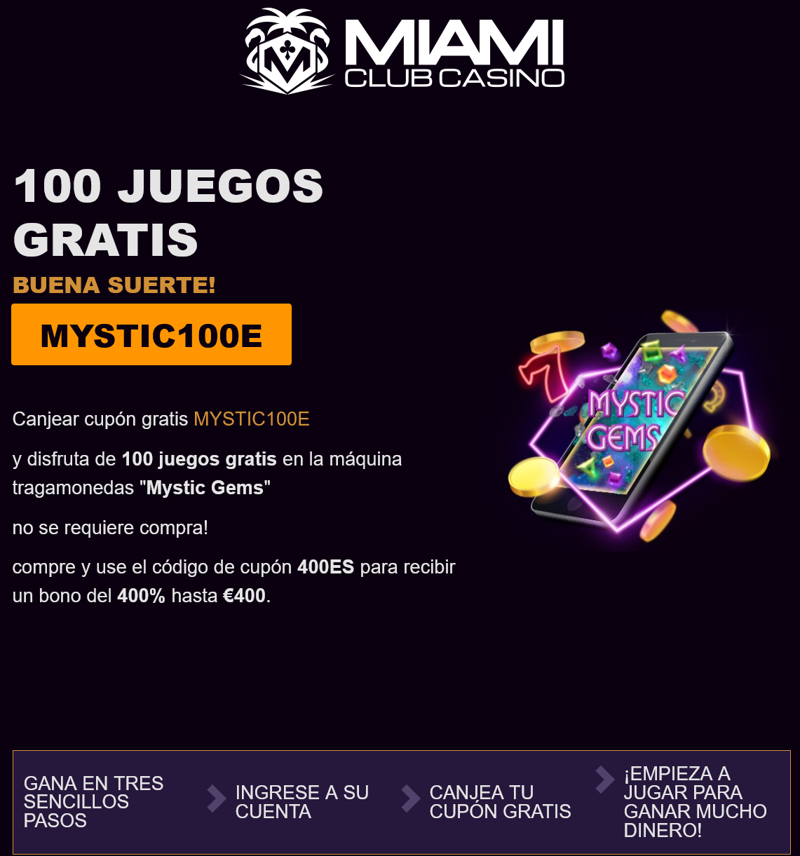 Miami Club 100 Free
                                                Spins