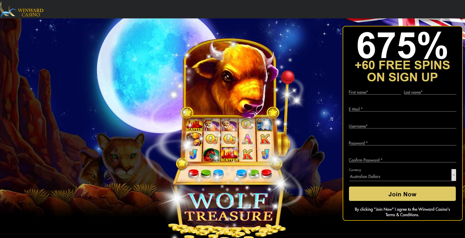 Winward Casino - 675 % + 60 Wolf Gold